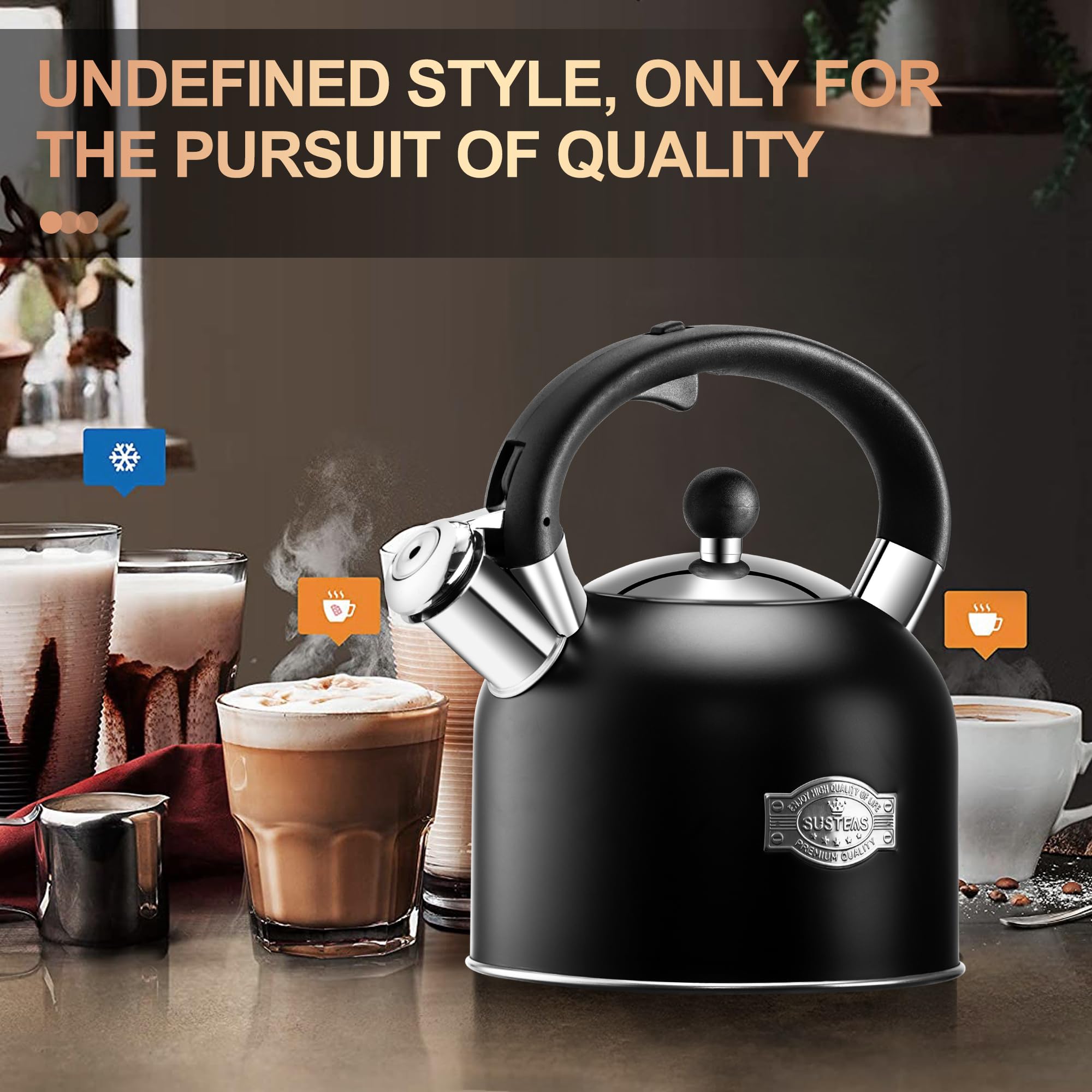 Stovetop Whistling Tea Kettle Stainless Fast Heating Gas Induction Fast Heating 3.17QT