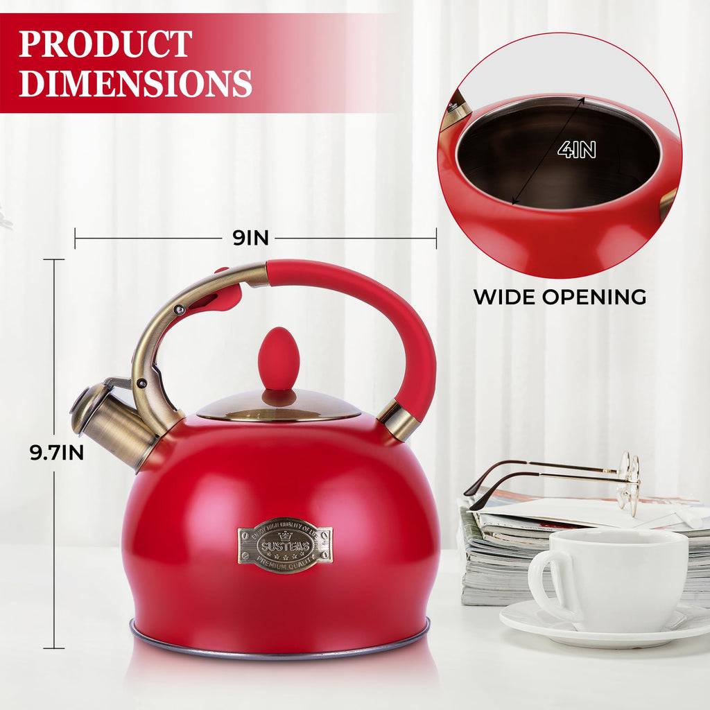 Stovetop Whistling Tea Kettle for Gas & Induction 2.64QT