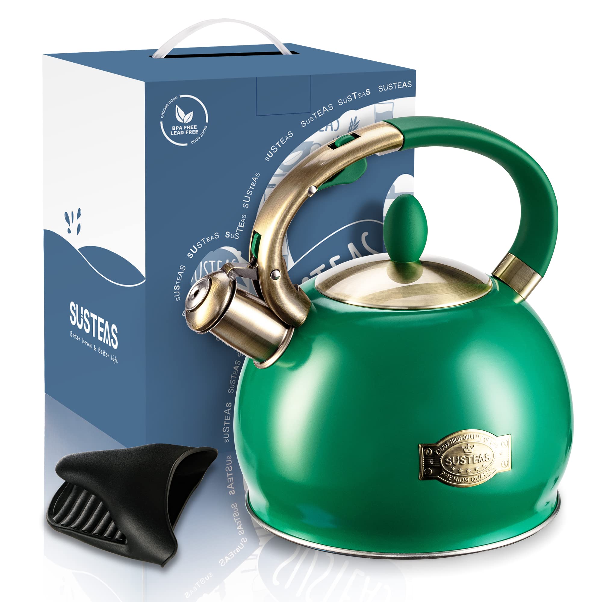 Stovetop Whistling Tea Kettle for Gas & Induction 2.64QT